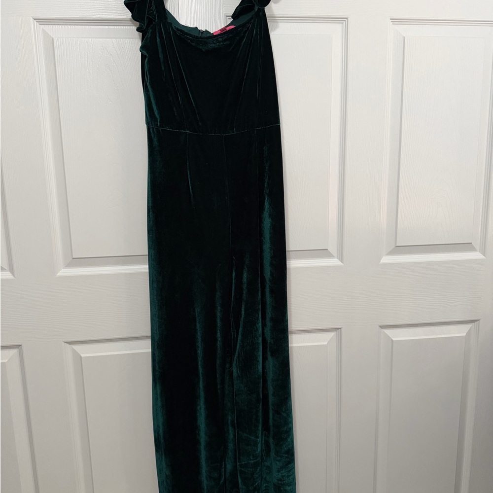 Betsey Johnson Dark Green Velvet Jumpsuit